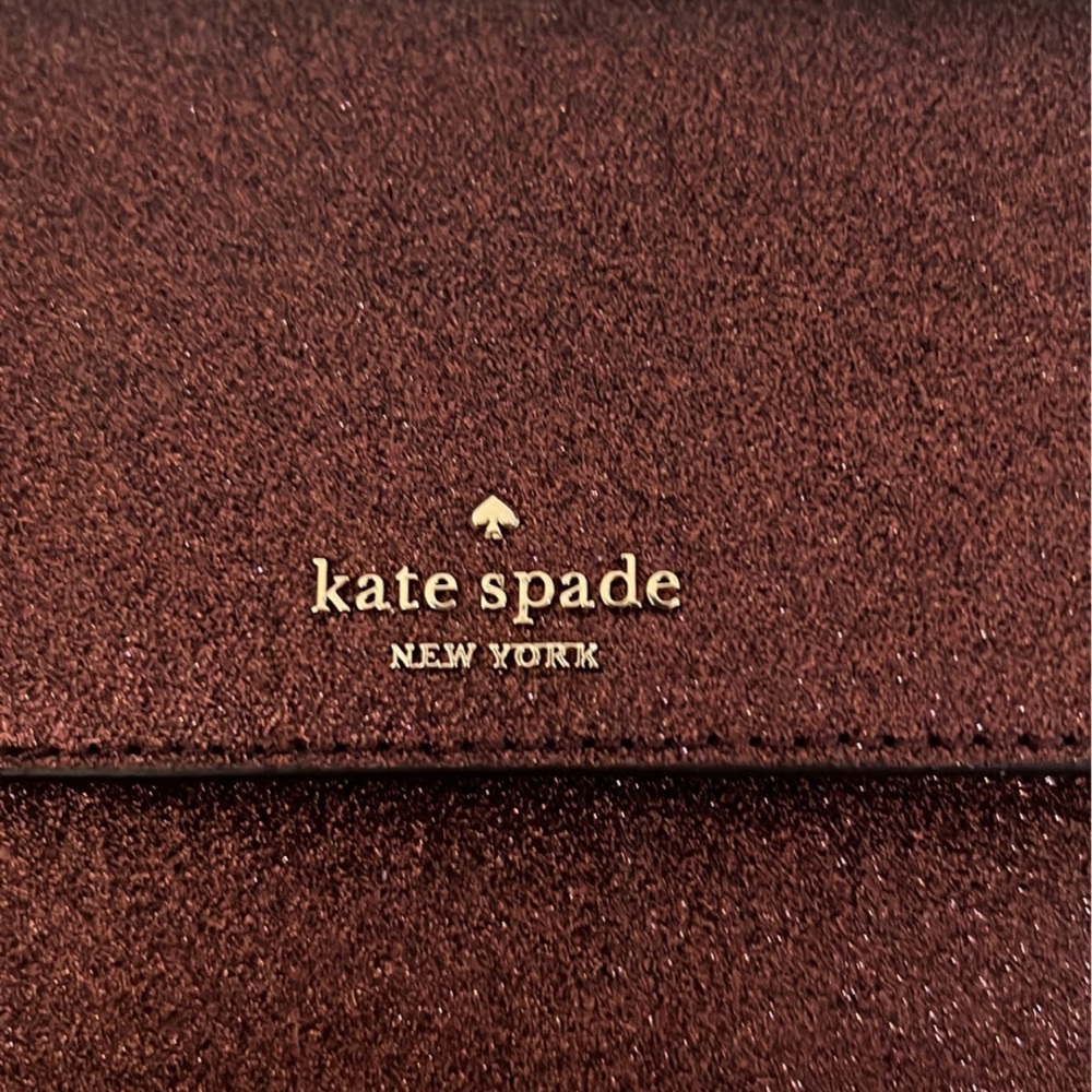 Kate Spade Burgundy Glitter Wristlet Wallet - Picture 2 of 12